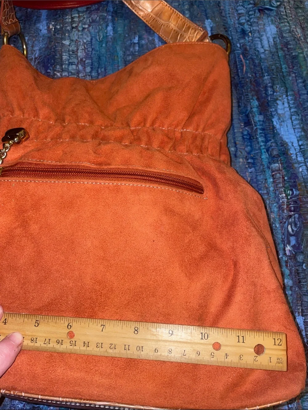 Kathy Van Zeeland Orange Studded Shoulder Bag